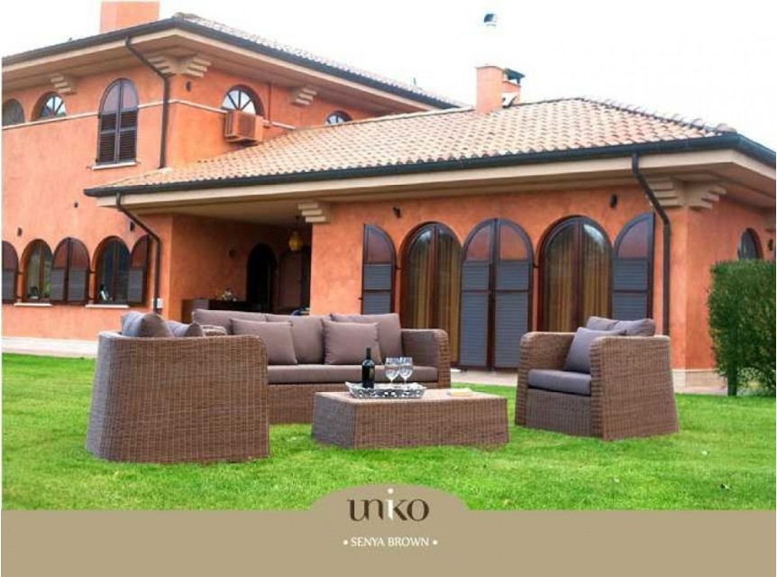 Salotto in fibra sintetica tonda da giardino