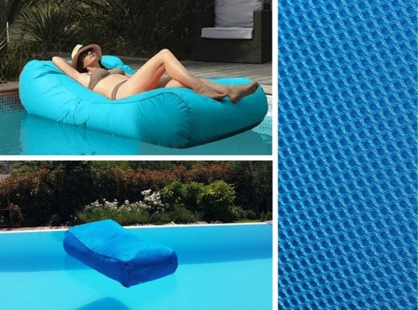 Lettino da piscina in tessuto turchese