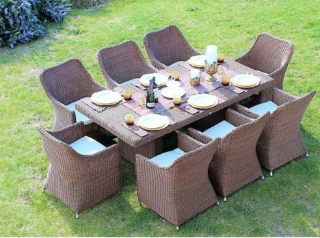 Tavolo otto posti da esterno in fibra sintetica tonda