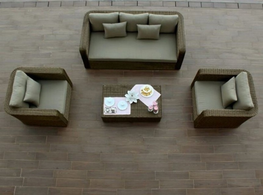 Salotto da giardino in fibra tonda