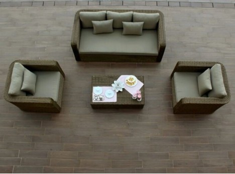 Salotto da giardino in fibra tonda