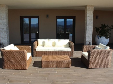 Salotto da giardino in fibra tonda