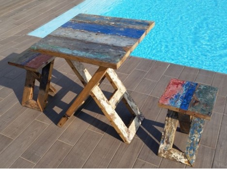 Set due posti in legno di barca