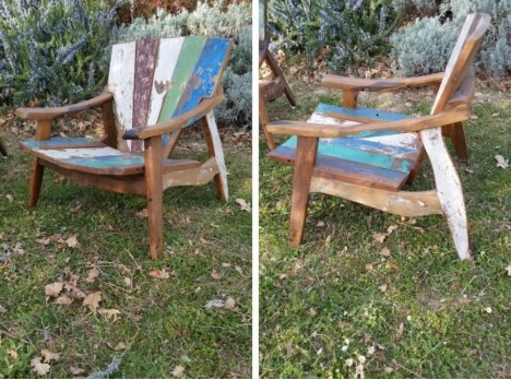 Poltrona vintage in legno di barca