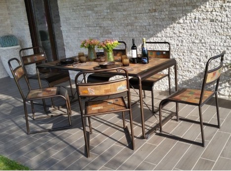 Tavolo industrial in legno di barca