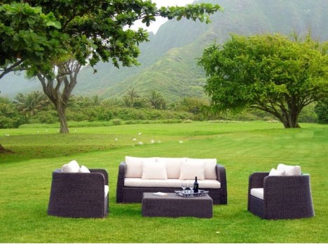 Salotto da giardino in fibra tonda