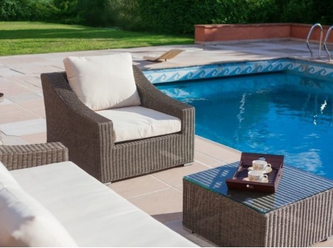 Poltrone da esterno con cuscino sfoderabile