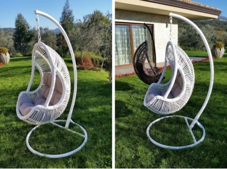 Poltrona sospesa per esterno in fibra tonda