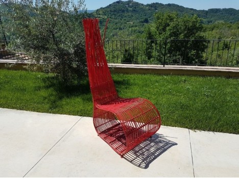 Poltrona di design in rattan naturale