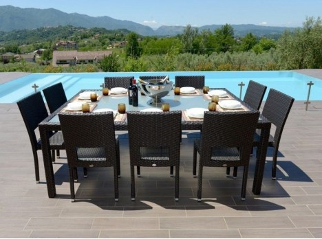 Tavolo da esterno dieci posti in rattan