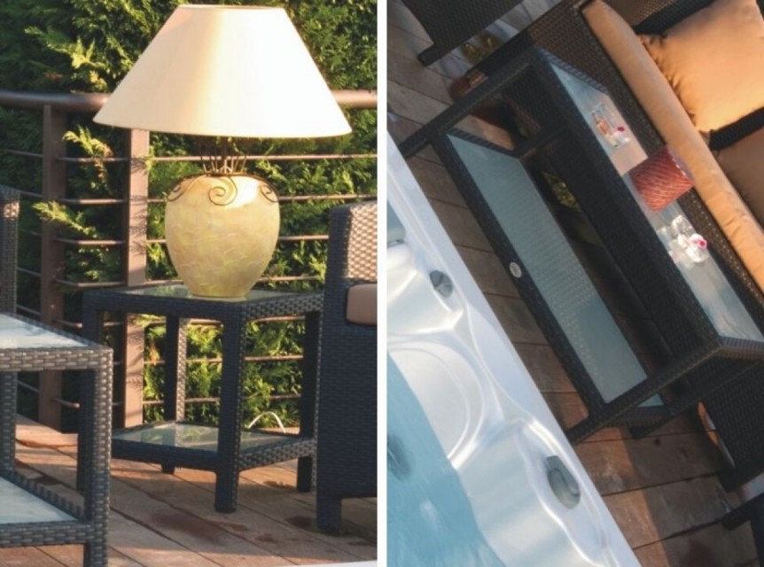 Divano design per esterno con poltrone in rattan sintetico Bali