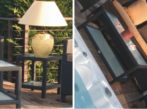 Divano design per esterno con poltrone in rattan sintetico Bali