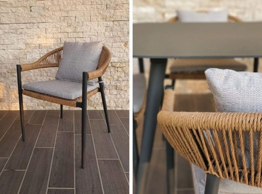 Sedia in alluminio e corda