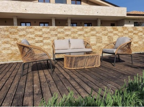 Salottino da giardino di design in corda sintetica di alta qualità