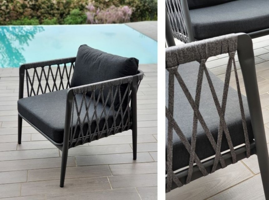 Poltrona in alluminio e corda