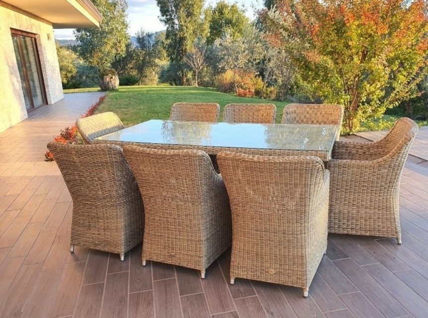 Tavolo per esterno in fibra sintetica tonda