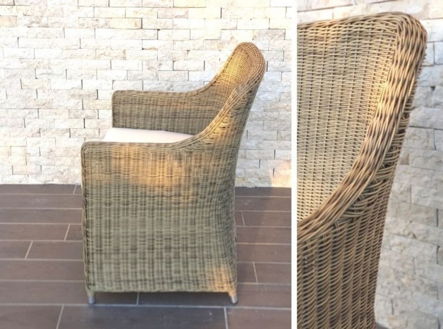 Tavolo da esterno di design in midollino sintetico effetto naturale