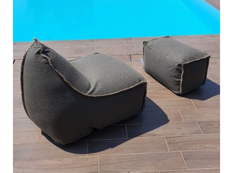 Poltrona in tessuto grigio per esterno Dandy