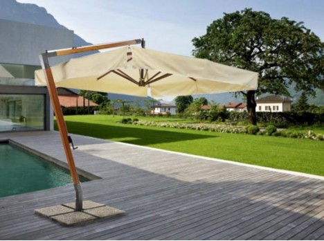 Ombrellone a palo laterale in legno