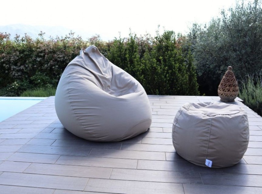 Pouf da esterno in tessuto di qualità ergonomico e morbido