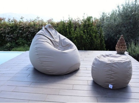 Pouf da esterno in tessuto di qualità ergonomico e morbido