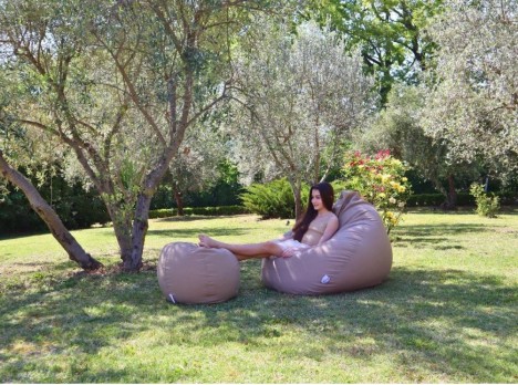 Pouf da esterno in tessuto di qualità ergonomico e morbido