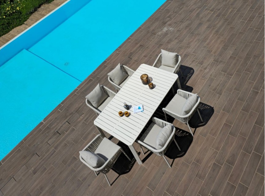 Tavolo estensibile da giardino con poltrone