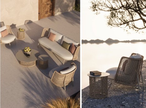 Nakupenda Sofa Salotto da Esterno di Design in Alluminio e Corda Uniko