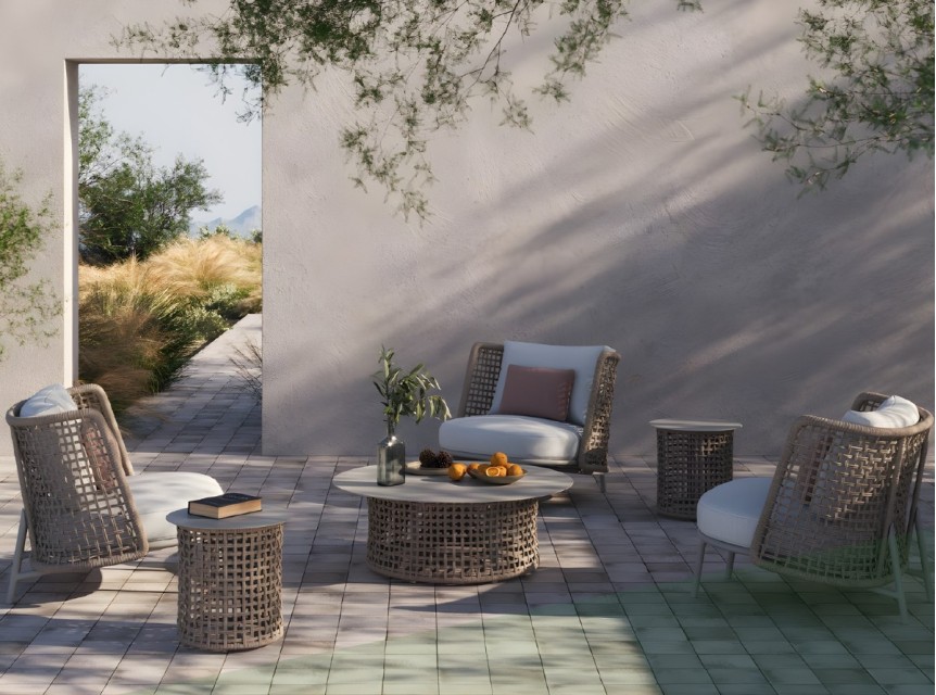 Nakupenda Sofa Salotto da Esterno di Design in Alluminio e Corda Uniko