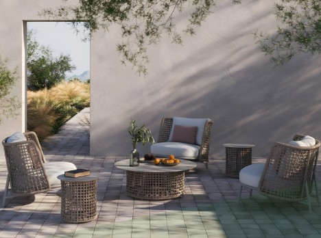 Nakupenda Sofa Salotto da Esterno di Design in Alluminio e Corda Uniko