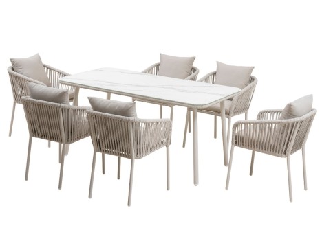 Tavolo da giardino in alluminio e corda