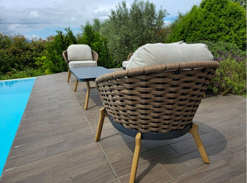 Salotto in alluminio e corda per esterno