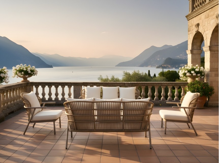 Salotto elegante e moderno per giardino