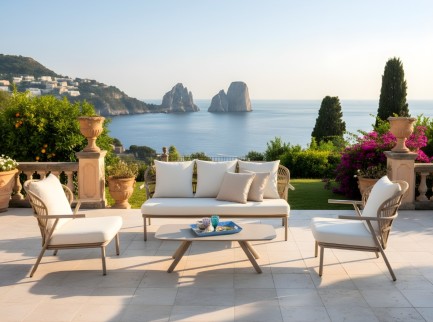 Salotto elegante per esterno in corda