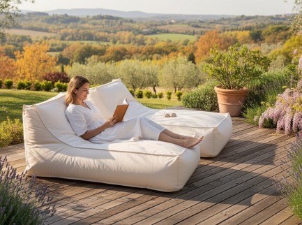 Lettino da piscina imbottito in tessuto 2