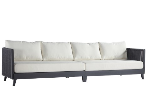 Salotto da esterno di design in alluminio e corda intrecciata