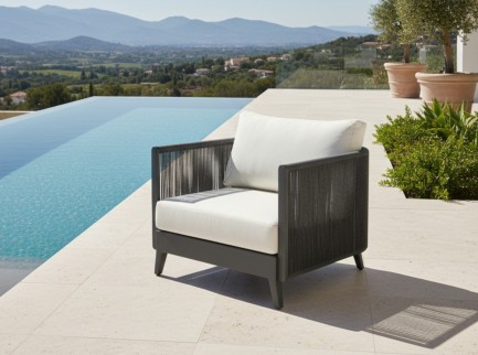 Salotto per esterni di design in alluminio e corda 2