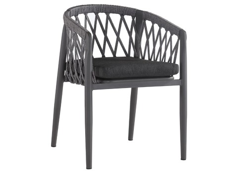 Poltroncina da esterno moderna in alluminio e corda