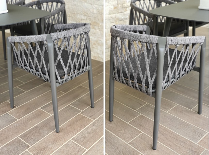 Set pranzo esterno alluminio e corda