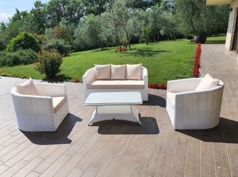 Salotto per esterni di design con cuscineria tortora