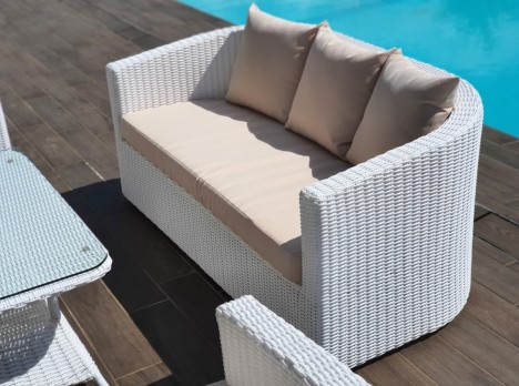 Divano tre posti da esterno di design bianco