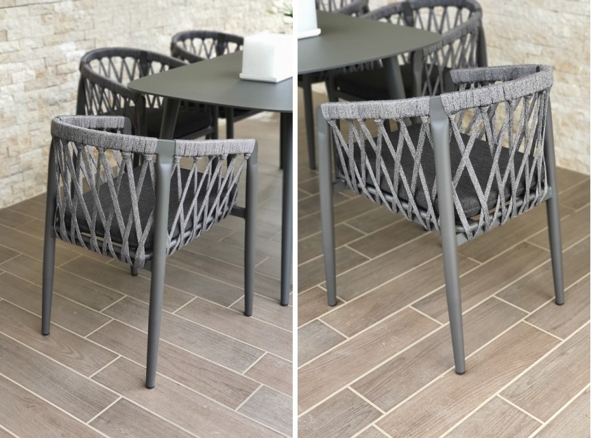 Poltrone da esterno in alluminio e corda