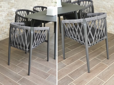 Poltrone da esterno in alluminio e corda