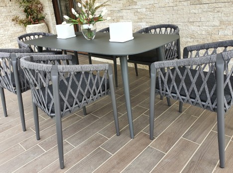 Set pranzo outdoor in alluminio e corda nautica