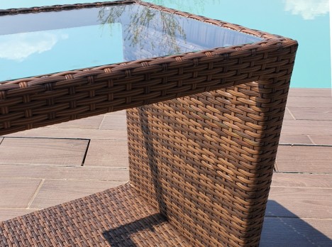 Tavolinetto per lettino da esterno marrone