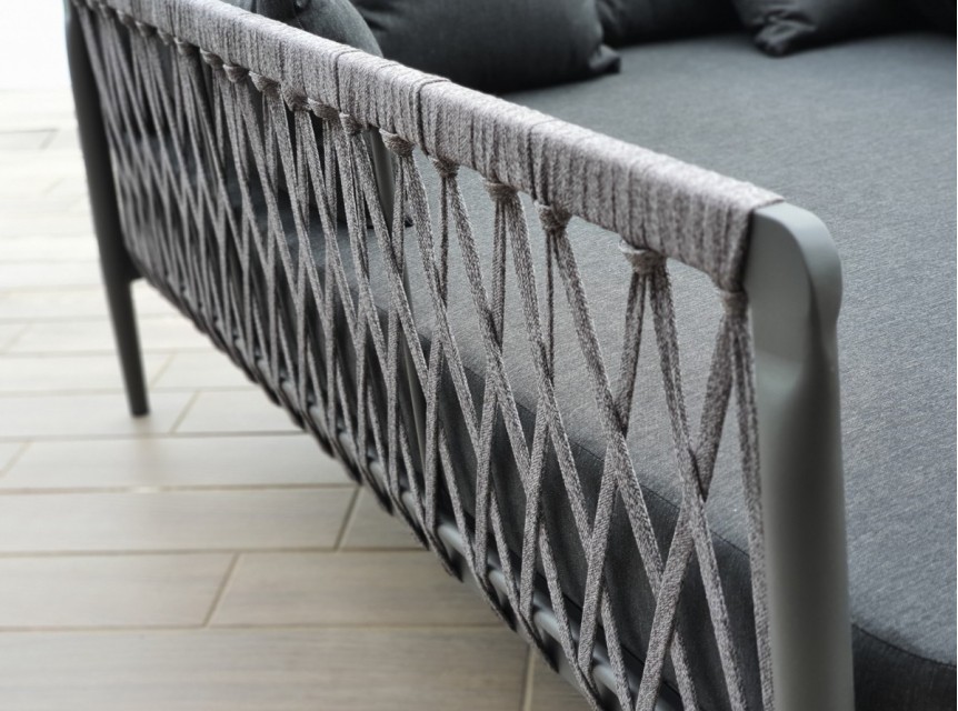 Lettino da esterno due posti in alluminio e corda