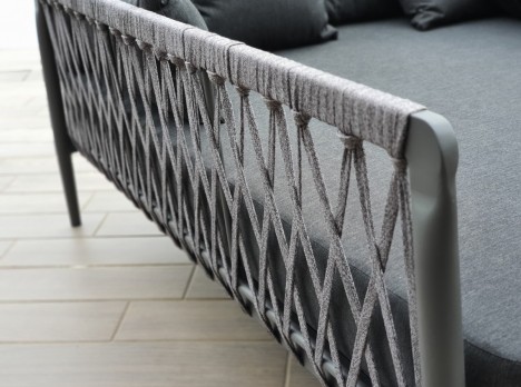 Lettino da esterno due posti in alluminio e corda