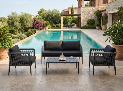 Salotto per esterno di design in alluminio e corda di alta qualità