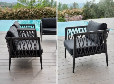 Salotto per esterno di design in alluminio e corda di alta qualità