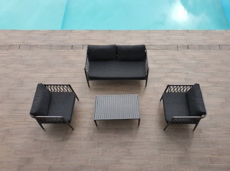 Salotto per esterno di design in alluminio e corda di alta qualità